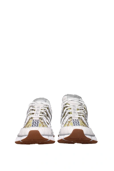 Shop Versace Sneakers Trigreca Leather White Grey