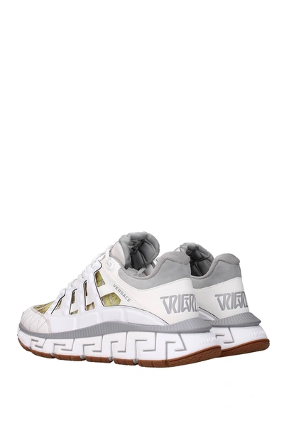 Shop Versace Sneakers Trigreca Leather White Grey