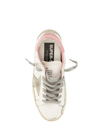 Shop Golden Goose Super-star Used-effect Leather Sneakers With Suede Profiles