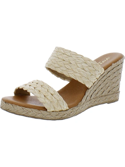 Shop Andre Assous Nolita Raffia Womens Espadrille Slip On Wedge Sandals In Multi