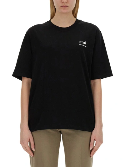 Shop Ami Alexandre Mattiussi Ami Paris T-shirt With Logo Unisex In Black