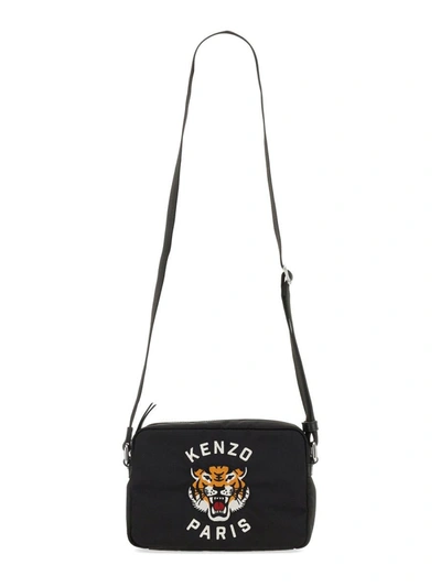 Shop Kenzo " Varsity" Embroidered Shoulder Bag In Black