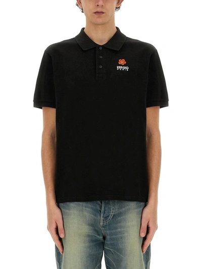 Shop Kenzo "boke Flower Crest" Polo Shirt In Black