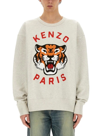 Shop Kenzo "lucky Tiger" Sweatshirt In Grey