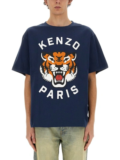 Shop Kenzo "lucky Tiger" T-shirt In Blue