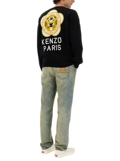 Shop Kenzo Cardigan With Embroidered Tiger Academy In Black
