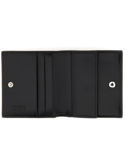 Shop Kenzo Mini Folding Wallet With Varsity Logo In Black