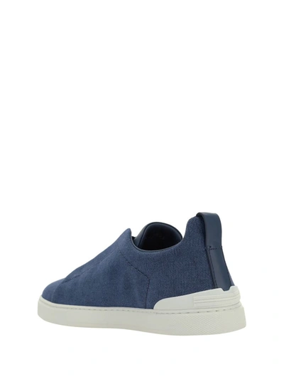 Shop Zegna Sneakers In Blue Medio Unito