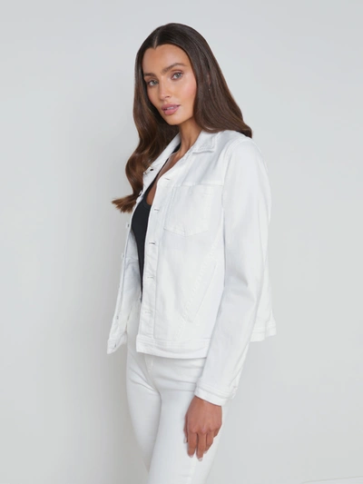 Shop L Agence Shuri Denim Jacket In Blanc