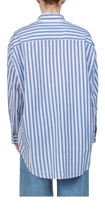 Denimist Button Front Shirt Wide Blue Stripe