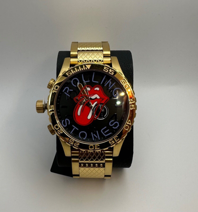 Pre-owned Nixon Rolling Stones Oversize Watch 51-30 Gold Tongue A1355-513 In Box
