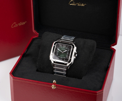 Pre-owned Cartier Santos De  Large Green Dial Stainless Wssa0062 - Brand 2024
