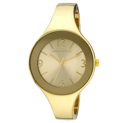 Pre-owned Laura Ashley 36mm Case Sleek Minimalistic Bangle Watch In Gold