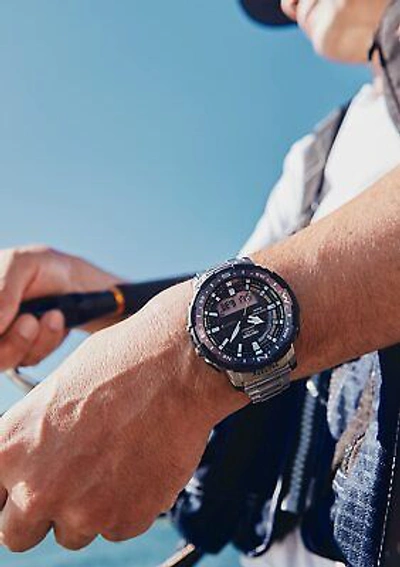 Pre-owned Casio Watch Protrek Angler Line Smartphone Link Prt-b70t-7jf Men's Gray