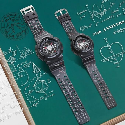 Pre-owned Casio Lov-21a-1a 2021 Lover's Collection Love Equation Black Pair Watch Set