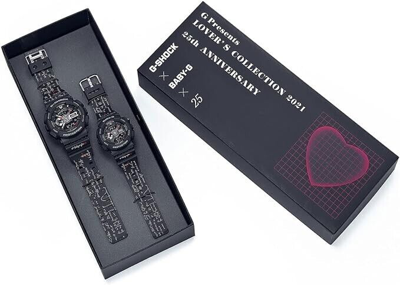 Pre-owned Casio Lov-21a-1a 2021 Lover's Collection Love Equation Black Pair Watch Set