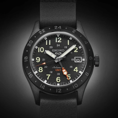 Pre-owned Seiko 5 Sports Ssk025k1 Automatic Gmt Black Dial Date Display 10atm Men's Watch