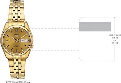 Pre-owned Seiko Men's Snk366k 5 Automatic Gold Dial Gold-tone Stainless Steel Watch