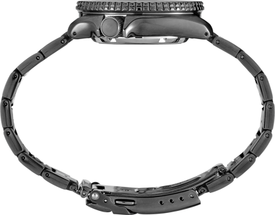 Pre-owned Seiko 5 Srpd65 Black All Stainless Steel Black Dial Daydate Automatic Watch $375
