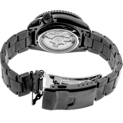Pre-owned Seiko 5 Srpd65 Black All Stainless Steel Black Dial Daydate Automatic Watch $375