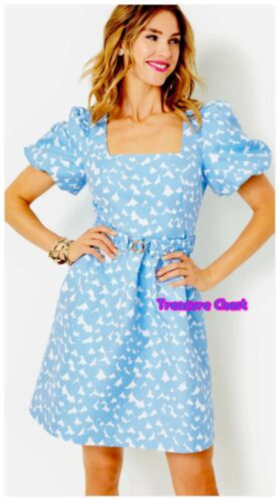 Pre-owned Lilly Pulitzer Kasslyn Dress Bon Bon Blue All Heart ? $278 Size 6,10,12 In Multicolor