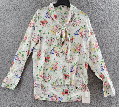 Pre-owned Rosetta Getty Scarf Neck Shirt Women's 6 Allover Floral Print Long Sleeves In Multicolor