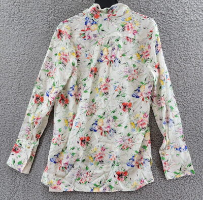 Pre-owned Rosetta Getty Scarf Neck Shirt Women's 6 Allover Floral Print Long Sleeves In Multicolor