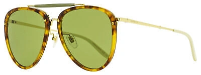 Pre-owned Gucci Aviator Sunglasses Gg0672s 003 Gold/havana 58mm 672 In Green