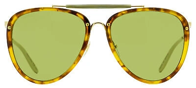 Pre-owned Gucci Aviator Sunglasses Gg0672s 003 Gold/havana 58mm 672 In Green