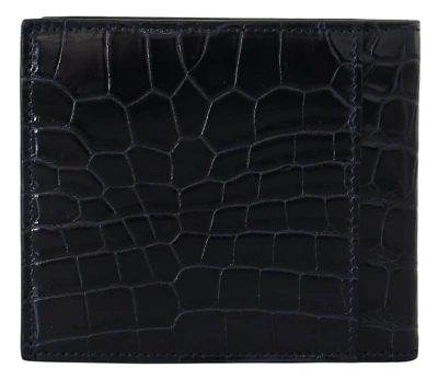 Pre-owned Dolce & Gabbana Elegant Exotic Leather Bifold Wallet In Black