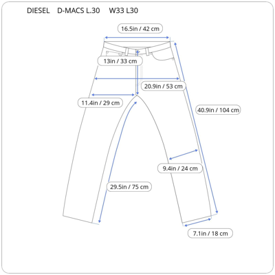 Pre-owned Diesel D-macs L.30 Pantalo Men Jeans Straight W33 L30 00s5wa 09a25 Rrp 410$ In Blue