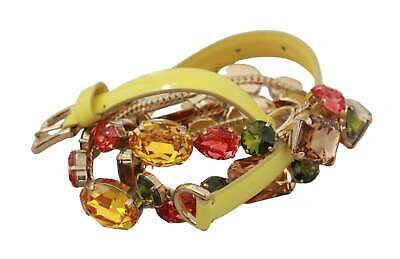 Pre-owned Dolce & Gabbana Stunning Crystal-embellished Leather Belt In Yellow Gold Multicolor