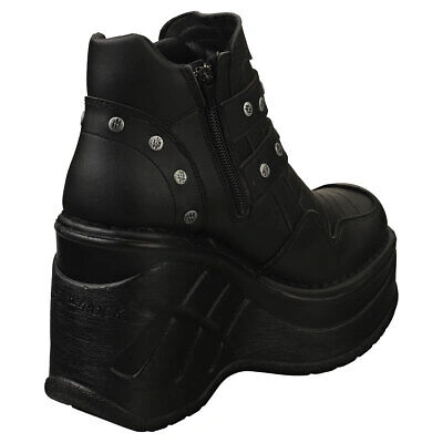 Pre-owned New Rock Rock Rock Punk Gothic Hashtag Vegan Womens Black Platform Boots