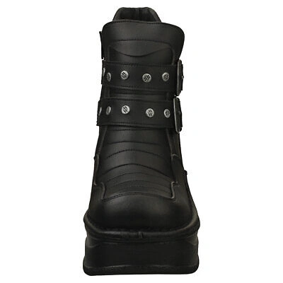 Pre-owned New Rock Rock Rock Punk Gothic Hashtag Vegan Womens Black Platform Boots