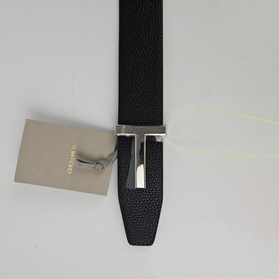 Pre-owned Tom Ford 40mm Black/navy Reversible Leather Belt In Blue