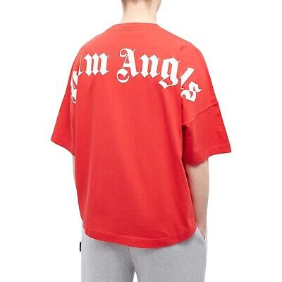 Pre-owned Palm Angels Mock Neck Logo T-shirt Red/white