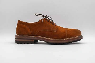 Pre-owned Brunello Cucinelli Men's Suede Oxford Shoes In Classic Cognac Us 8 $1195 Ni In Brown