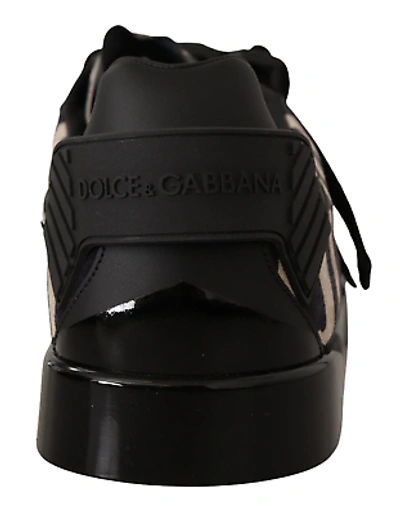 Pre-owned Dolce & Gabbana Zebra Suede Low Top Fashion Sneakers In Black White