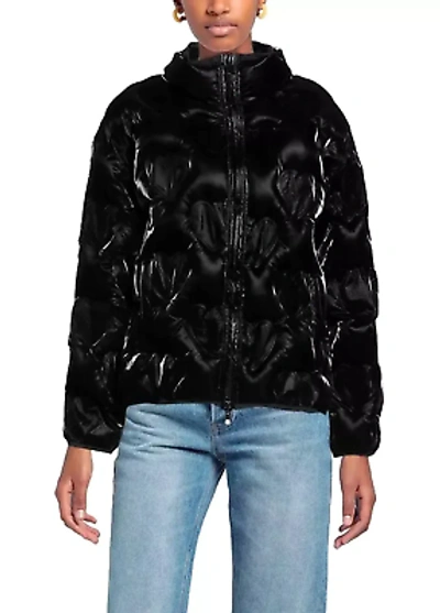Pre-owned Moschino Love  Chic Heart-adorned Black Down Jacket