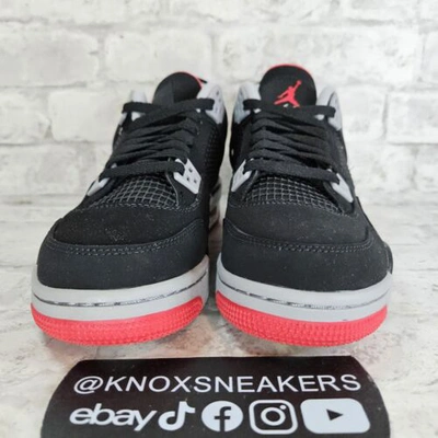 Pre-owned Jordan Nike Air  4 Retro Og Bred 2019 Gs 408452-060 Grade School Size 7y In Black