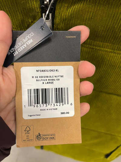Pre-owned The North Face Men's 92 Reversible Nuptse Jacket/sulphur Ross/co