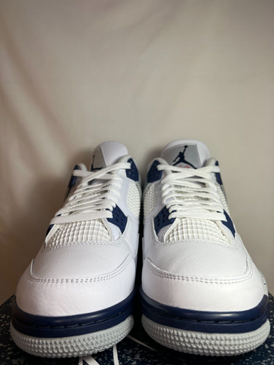 Pre-owned Jordan Nike Air  4 Retro Midnight Navy Dh6927-140 Men's Size 10m Brand Ds Rts In White