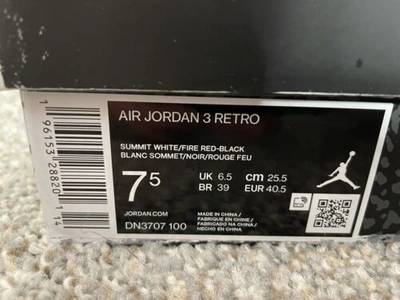 Pre-owned Jordan Nike Air  3 Retro Shoes Mens 7.5 Reimagined White Red Black Dn3707-100