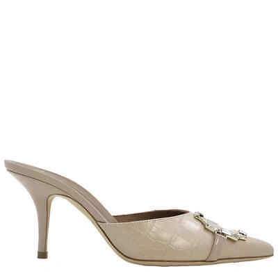 Pre-owned Malone Souliers Missy 70mm Pointed-toe Mules In Beige