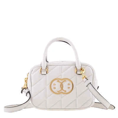 Pre-owned Moschino Ladies White Leather Smiley Shoulder Bag 7448-8002-0001