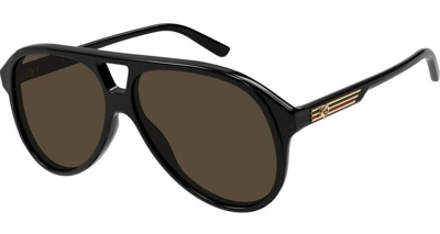 Pre-owned Gucci Original  Sunglasses Gg1286s 001 Black Frame Brown Gradient Lens 59mm