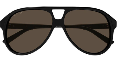 Pre-owned Gucci Original  Sunglasses Gg1286s 001 Black Frame Brown Gradient Lens 59mm