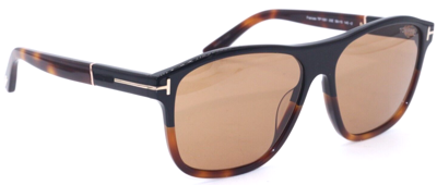 Pre-owned Tom Ford Frances Tf 1081 05e Black Havana Fade W/brown Lens Sunglasses 58-15