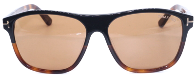 Pre-owned Tom Ford Frances Tf 1081 05e Black Havana Fade W/brown Lens Sunglasses 58-15