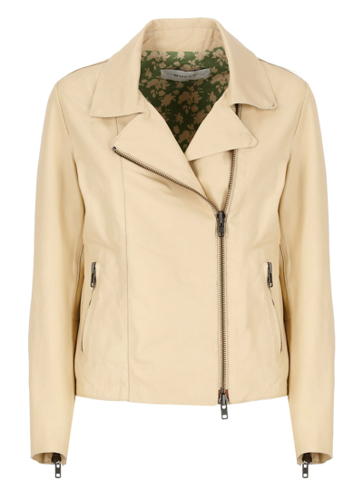 Shop Bully Leather Jacket In Beige